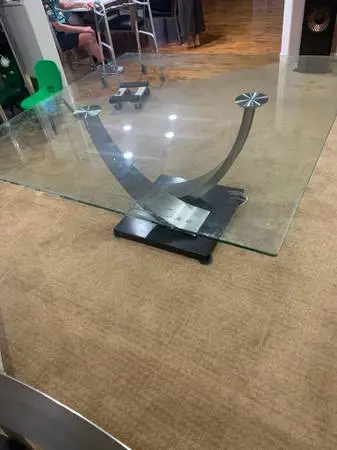 πππ DINNER TABLE SQUARE GLASS 60x60 (STAINLESS STEEL LEGS)