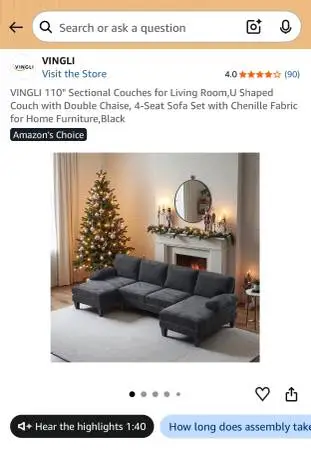 NEW SECTIONAL COUCH GREY COLOR  VINGLI 110 Sectional Couches for Livi