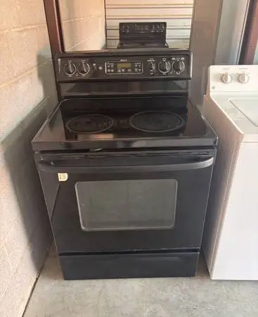 Black GE Electric Flat Top Stove Oven Range
