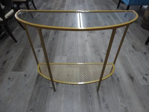 Glass Half Moon Console Table