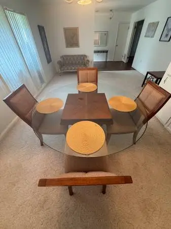 5 Feet Diameter Glass Top Dining Room Set