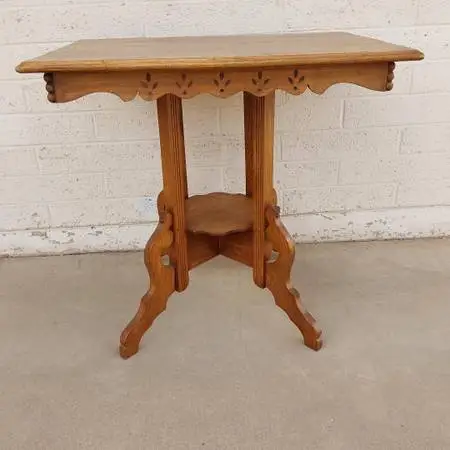 Antique Carved Oak Wood Eastlake Table