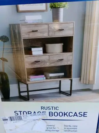 Stratford Rustic Storage Bookcase New in Box