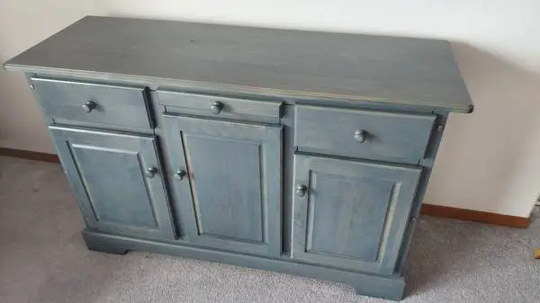 Hutch, solid wood. light blue stain