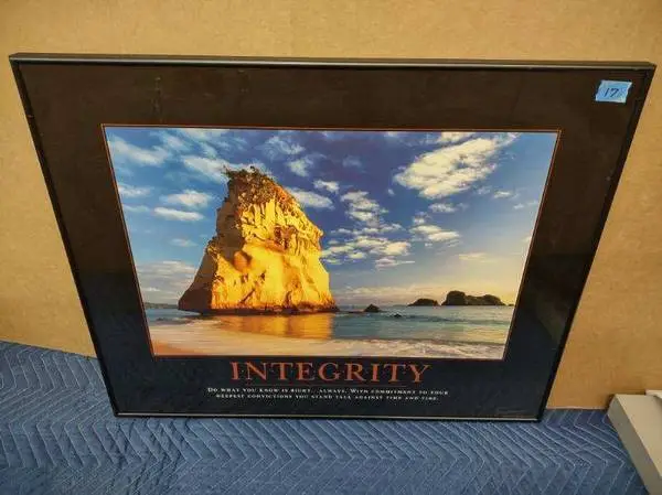 INTEGRITY Professionally Framed Matted Glass Art New $220