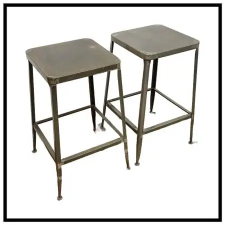 Cb2 Flint Metal Counter Stools, Pair