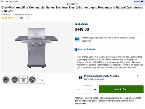 New Char-Broil Amplifire Commercial Series S.S. 2 Burner Gas Grill