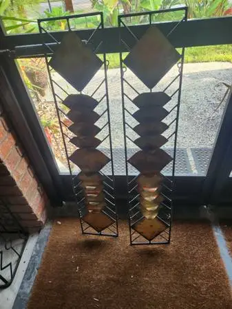 Mid Century Signed C Jere Set of 2 Copper Brass Color Panels