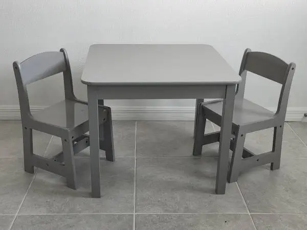 Kids Wood Play Table & 2 Chairs Set - Grey