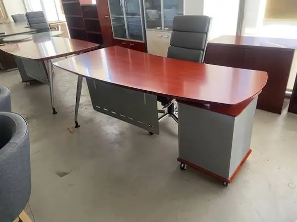 EXECUTIVE DESK MODERN CHERRY WOOD WITH SILVER SALE!! NEW!!