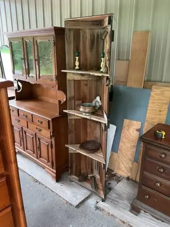 Rustic weathered cedar corner shelf
