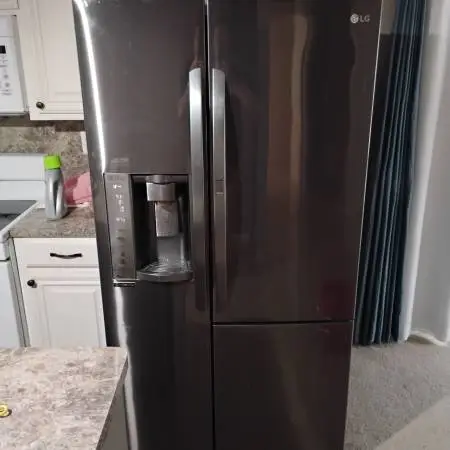 LG fridge, energy efficient and quiet. Small door in door for easy acc