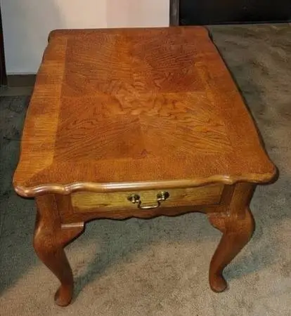 3 piece solid oak coffee table and end tables