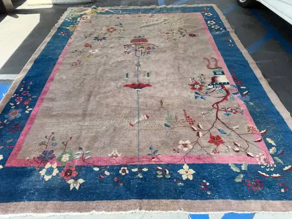 Antique Chinese Art Deco rug 9x12