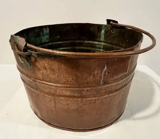 PRIMITIVE Antique Solid Copper Bucket/Cauldron