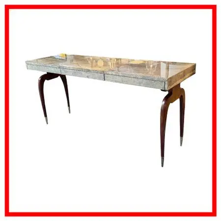 Luxurious Desk With Granite Laminate + Walnut Legs