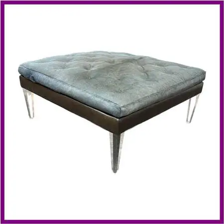 Lee Industries For Witford Hide + Leather Ottoman. Estimate Price: $6,