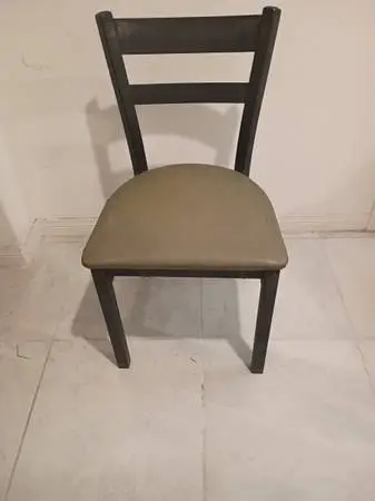 Green cushion chairs metal frame and back