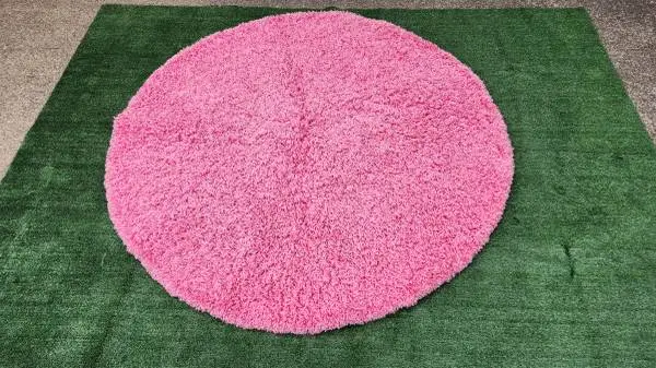 Large Hot Taffy Pink Solo Solid Shag Rug Carpet 5ft Round