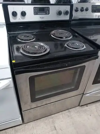★Whirlpool stainless and black coil-top stove
