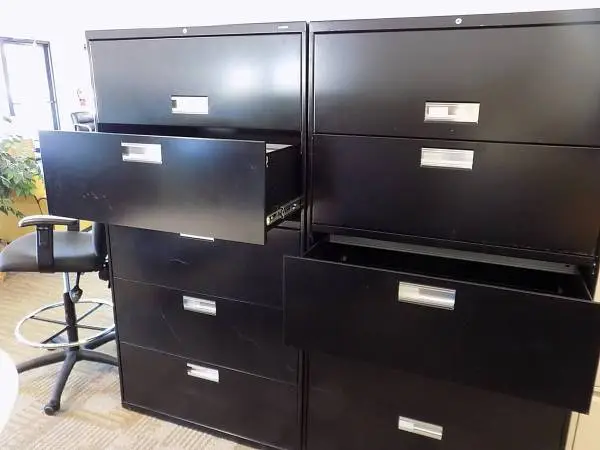 Hon 5 drawer black lateral file cabinet 42 & 36 wide