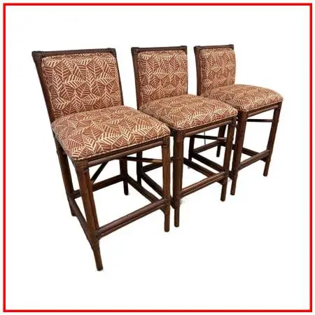 Ficks Reed Paxton Rattan Bar Stools, Set Of Three. Estimated Cost: $3,