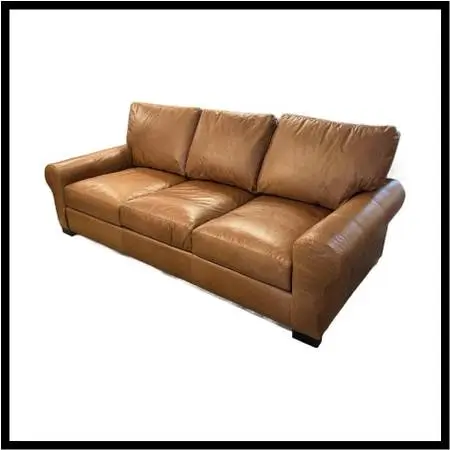 New Pottery Barn Turner Roll Arm Leather Sofa, Caramel