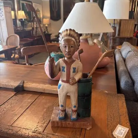 Hand Carved Native American Golfer- 7.5X4.5X18H