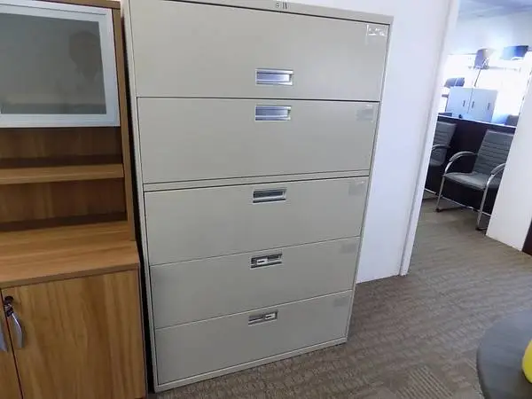 Hon 5 drawer Putty lateral file cabinet 42 & 36 wide