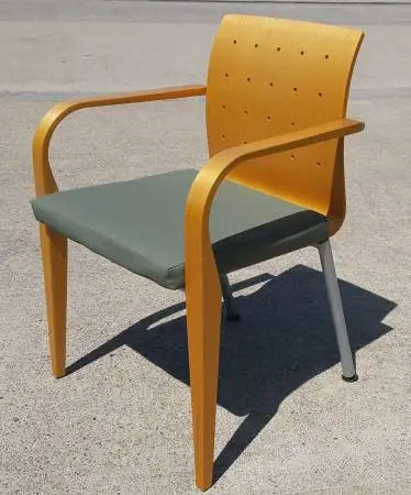 Custom Design Haworth Hello Seating Chair with wood perforated back