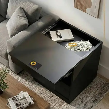 Dormily Hidden Storage Drawer Nightstand Bedside Table, Matte Black