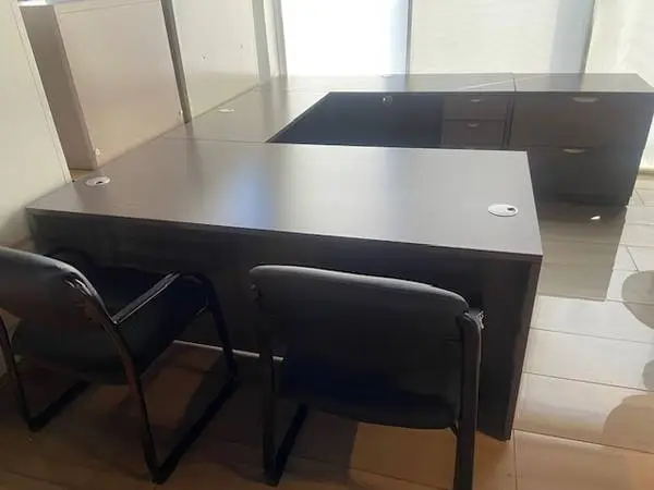 EXECUTIVE U SHAPE DESK WITH DRAWERS GRAY