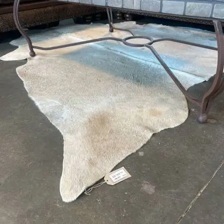 White Cowhide Rug - 7.5X7.2H - AS IS