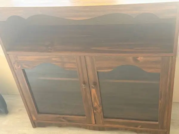 Dark Wood Display Cabinet with Glass Doors