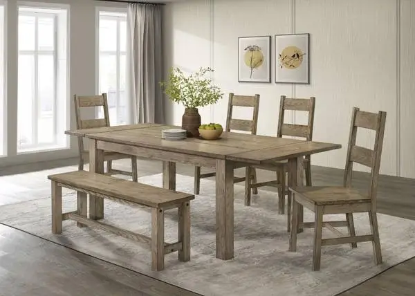 New solid wood dining set with 2 leaves