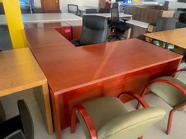 EXECUTIVE L SHAPE DESK 6X7 CHERRY WOOD SALE!!