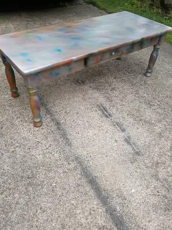 Whimsical painted solid pine coffee table