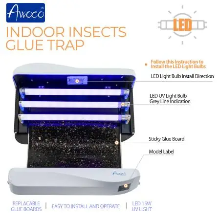 Refurbished Awoco Silent 15W LED Fly Trap 3250Sq Ft Restaurant