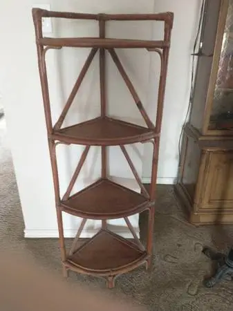 Rare Vintage Bamboo Corner Shelf