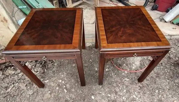 Pair of Vintage DREXEL Heritage Mahogany Tables- Chinese Chippendale