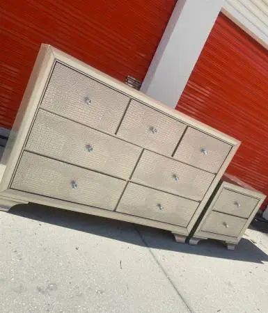 Silver Dresser and Nightstand