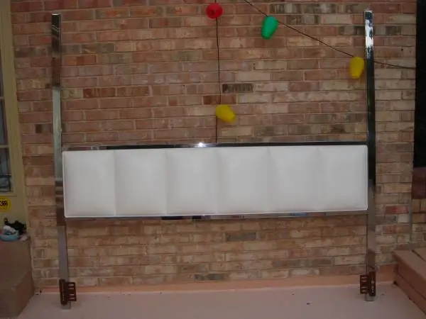 RETRO - White Leather and Chrome King Size Bed Headboard