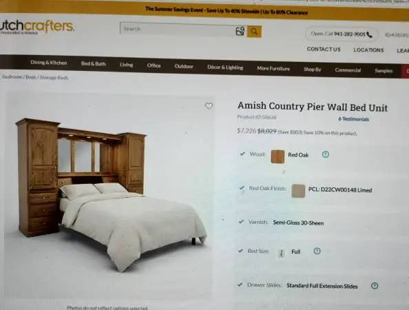 Queen Headboard Lighted Wall Bed Unit With Armoire Nightstands and