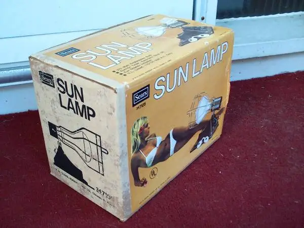 Vintage SUN LAMP Sears Store Original Box Goggles Bulb Light 347105