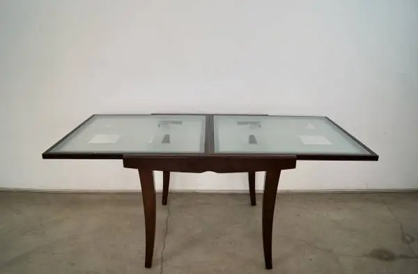Vintage 1990s Expanding Italian Wood & Glass Dining Table
