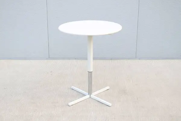 Modern Davis Furniture Height Adjustable White Round Side Table, New