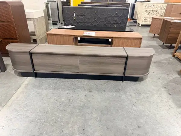 Ebern Designs 78.7 Modern Curved TV Stand for TVs Up to 85 Gray