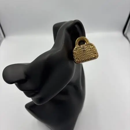 Vintage Kathleen Mailliard Quilted Purse Clip-On Earrings.