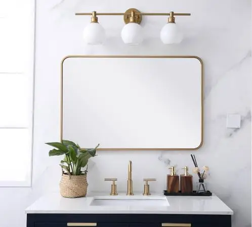 Elegant Lighting MR802436BR Evermore 24 x 36 Framed Mirror, Brass