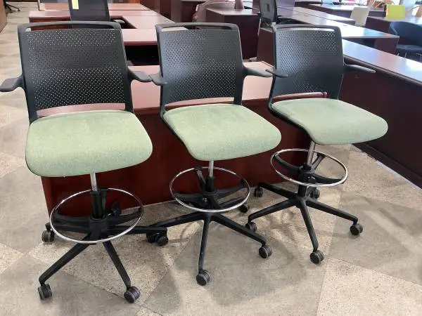 Drafting Chair by Allermuir in Green Designer Fabric Seat & Black Back
